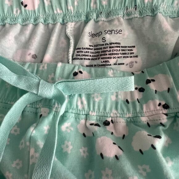 Sleep Sense Sheep Pajama Set M Top S Bottom Cotton Spandex Stretch Lounge Pocket - Picture 7 of 8
